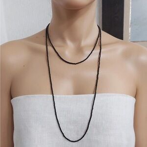 Black Beaded Long Layered Layering Necklace - Women Jewelry